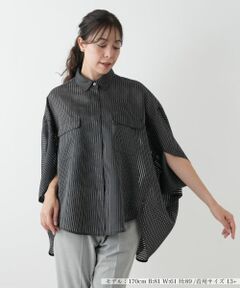 Leilian PLUS HOUSE / レリアンプラスハウス シャツ・ブラウス | ストライプポンチョブラウス【プラス企画】