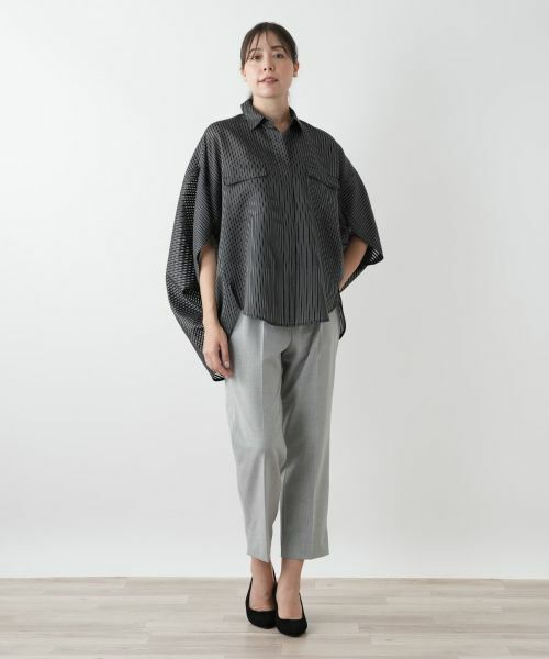 Leilian PLUS HOUSE / レリアンプラスハウス シャツ・ブラウス | ストライプポンチョブラウス【プラス企画】 | 詳細1