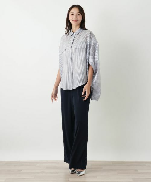 Leilian PLUS HOUSE / レリアンプラスハウス シャツ・ブラウス | ストライプポンチョブラウス【プラス企画】 | 詳細12