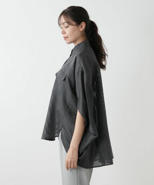 Leilian PLUS HOUSE / レリアンプラスハウス シャツ・ブラウス | ストライプポンチョブラウス【プラス企画】 | 詳細5