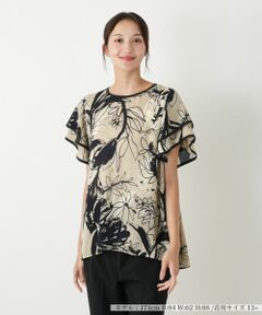 Leilian PLUS HOUSE / レリアンプラスハウス シャツ・ブラウス | ティアードスリーブプリントブラウス