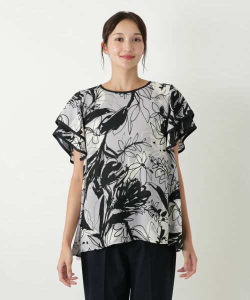 Leilian PLUS HOUSE / レリアンプラスハウス シャツ・ブラウス | ティアードスリーブプリントブラウス | 詳細7