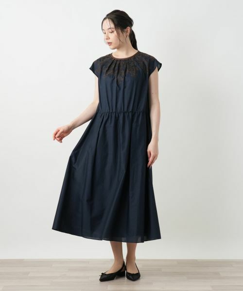 Leilian PLUS HOUSE / レリアンプラスハウス ドレス | 刺繍フレンチスリーブワンピース【BOURGE】 | 詳細1