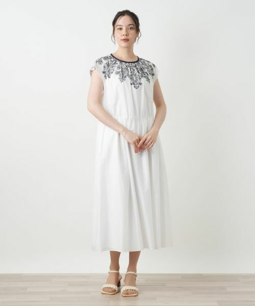 Leilian PLUS HOUSE / レリアンプラスハウス ドレス | 刺繍フレンチスリーブワンピース【BOURGE】 | 詳細4
