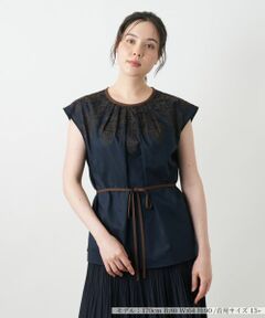 Leilian PLUS HOUSE / レリアンプラスハウス シャツ・ブラウス | 刺繍フレンチスリーブブラウス【BOURGE】