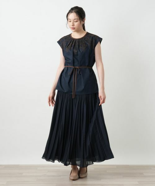 Leilian PLUS HOUSE / レリアンプラスハウス シャツ・ブラウス | 刺繍フレンチスリーブブラウス【BOURGE】 | 詳細1