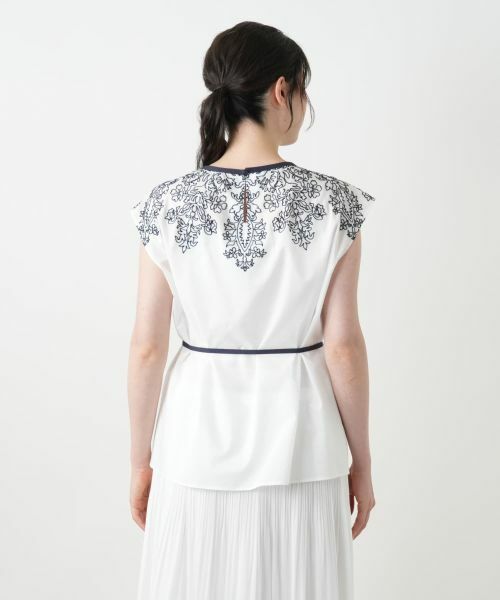 Leilian PLUS HOUSE / レリアンプラスハウス シャツ・ブラウス | 刺繍フレンチスリーブブラウス【BOURGE】 | 詳細10
