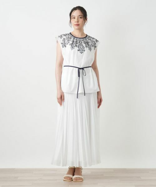 Leilian PLUS HOUSE / レリアンプラスハウス シャツ・ブラウス | 刺繍フレンチスリーブブラウス【BOURGE】 | 詳細4