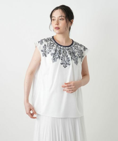 Leilian PLUS HOUSE / レリアンプラスハウス シャツ・ブラウス | 刺繍フレンチスリーブブラウス【BOURGE】 | 詳細7