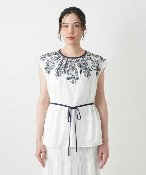 Leilian PLUS HOUSE / レリアンプラスハウス シャツ・ブラウス | 刺繍フレンチスリーブブラウス【BOURGE】 | 詳細8