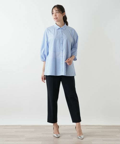 Leilian PLUS HOUSE / レリアンプラスハウス シャツ・ブラウス | ストライプ切替ブラウス【MUSE BY ROCHAS Premiere】 | 詳細1