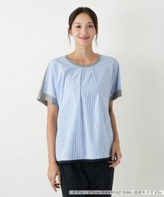 Leilian PLUS HOUSE / レリアンプラスハウス カットソー | ストライプ切替カットソー【MUSE BY ROCHAS Premiere】