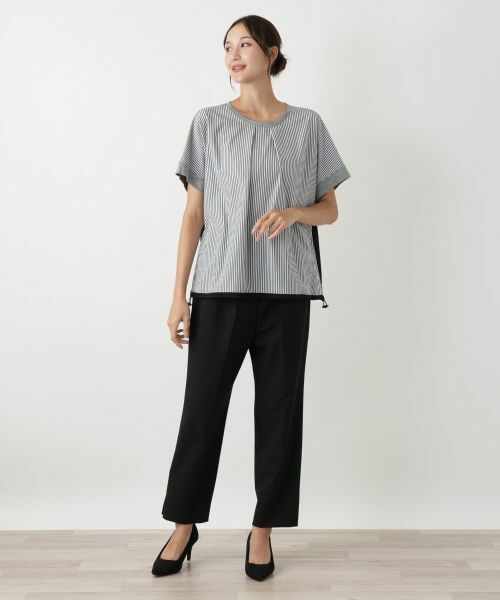 Leilian PLUS HOUSE / レリアンプラスハウス カットソー | ストライプ切替カットソー【MUSE BY ROCHAS Premiere】 | 詳細1