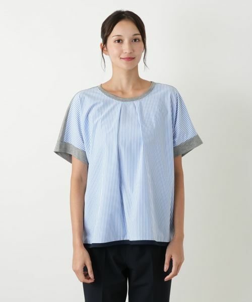 Leilian PLUS HOUSE / レリアンプラスハウス カットソー | ストライプ切替カットソー【MUSE BY ROCHAS Premiere】 | 詳細8