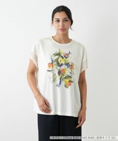 Leilian PLUS HOUSE / レリアンプラスハウス カットソー | 異素材切替プリントTシャツ【MUSE BY ROCHAS Premiere】