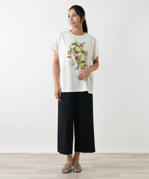 Leilian PLUS HOUSE / レリアンプラスハウス カットソー | 異素材切替プリントTシャツ【MUSE BY ROCHAS Premiere】 | 詳細1