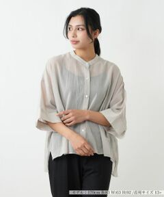 Leilian PLUS HOUSE / レリアンプラスハウス シャツ・ブラウス | シアーバンドカラーシャツ【BOURGE】