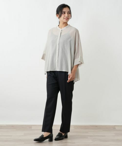 Leilian PLUS HOUSE / レリアンプラスハウス シャツ・ブラウス | シアーバンドカラーシャツ【BOURGE】 | 詳細1