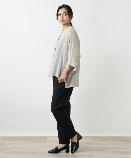 Leilian PLUS HOUSE / レリアンプラスハウス シャツ・ブラウス | シアーバンドカラーシャツ【BOURGE】 | 詳細2