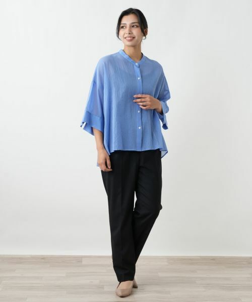 Leilian PLUS HOUSE / レリアンプラスハウス シャツ・ブラウス | シアーバンドカラーシャツ【BOURGE】 | 詳細4