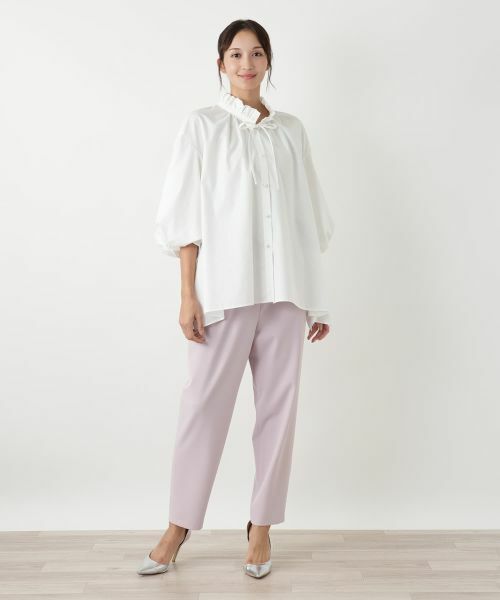 Leilian PLUS HOUSE / レリアンプラスハウス シャツ・ブラウス | フリルネックボリュームスリーブブラウス【NEMIKA】 | 詳細1