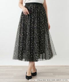 Leilian PLUS HOUSE / レリアンプラスハウス ミニ・ひざ丈スカート | プリントチュールロングスカート【NEMIKA】