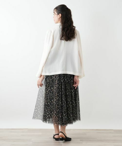 Leilian PLUS HOUSE / レリアンプラスハウス ミニ・ひざ丈スカート | プリントチュールロングスカート【NEMIKA】 | 詳細3