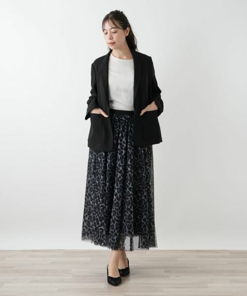 Leilian PLUS HOUSE / レリアンプラスハウス ミニ・ひざ丈スカート | プリントチュールロングスカート【NEMIKA】 | 詳細4
