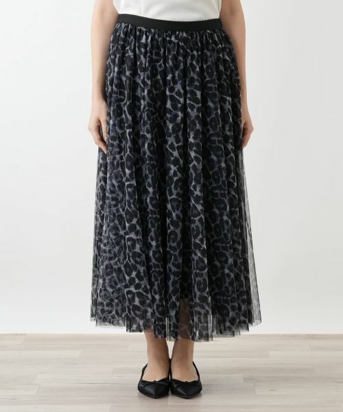Leilian PLUS HOUSE / レリアンプラスハウス ミニ・ひざ丈スカート | プリントチュールロングスカート【NEMIKA】 | 詳細7