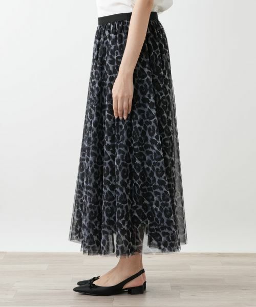 Leilian PLUS HOUSE / レリアンプラスハウス ミニ・ひざ丈スカート | プリントチュールロングスカート【NEMIKA】 | 詳細8