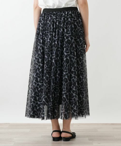 Leilian PLUS HOUSE / レリアンプラスハウス ミニ・ひざ丈スカート | プリントチュールロングスカート【NEMIKA】 | 詳細9