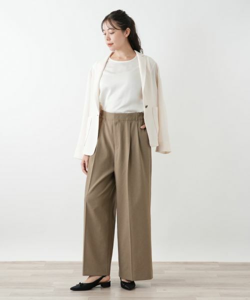 Leilian PLUS HOUSE / レリアンプラスハウス その他パンツ | センタープレスワイドパンツ【NEMIKA】 | 詳細1
