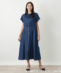 Leilian PLUS HOUSE / レリアンプラスハウス ドレス | フリルスタンドカラーワンピース【NEMIKA】