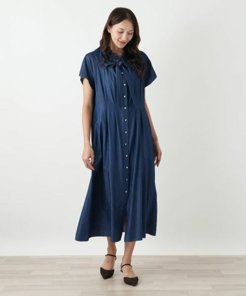 Leilian PLUS HOUSE / レリアンプラスハウス ドレス | フリルスタンドカラーワンピース【NEMIKA】 | 詳細1