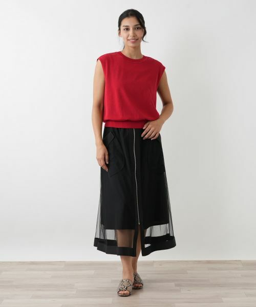 Leilian PLUS HOUSE / レリアンプラスハウス ミニ・ひざ丈スカート | レイヤードジップスカート【NEMIKA】 | 詳細1