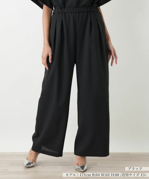 Leilian PLUS HOUSE/レリアンプラスハウス ワイドパンツ【BOURGE】 ブラック 17+