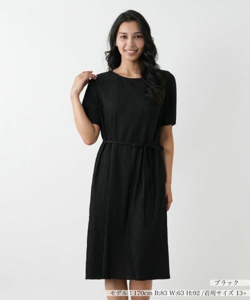 Leilian PLUS HOUSE/レリアンプラスハウス アイレットフレアワンピース【Leilian WHITE LABEL】 ブラック 13+ Leilian PLUS HOUSE/レリアンプラスハウス アイレットフレアワンピース【Leilian WHITE LABEL】 ブラック 13+