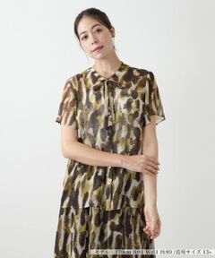 Leilian PLUS HOUSE / レリアンプラスハウス シャツ・ブラウス | プリントリボンタイブラウス【BOURGE】