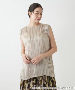 Leilian PLUS HOUSE / レリアンプラスハウス シャツ・ブラウス | プリーツノースリーブブラウス【BOURGE】