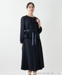 Leilian PLUS HOUSE / レリアンプラスハウス セットアップ | 表情ボーダーノーカラーブラウススーツ