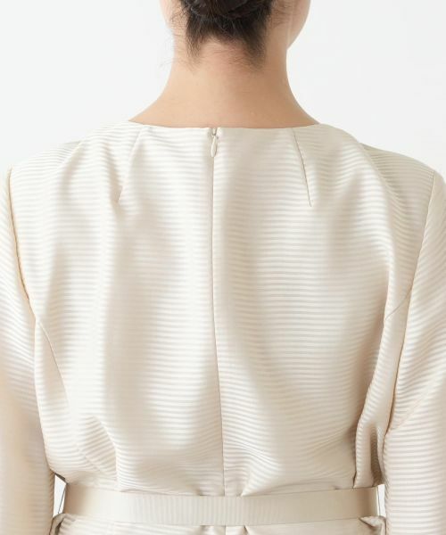 Leilian PLUS HOUSE / レリアンプラスハウス セットアップ | 表情ボーダーノーカラーブラウススーツ | 詳細12