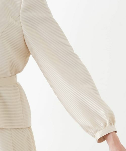 Leilian PLUS HOUSE / レリアンプラスハウス セットアップ | 表情ボーダーノーカラーブラウススーツ | 詳細13
