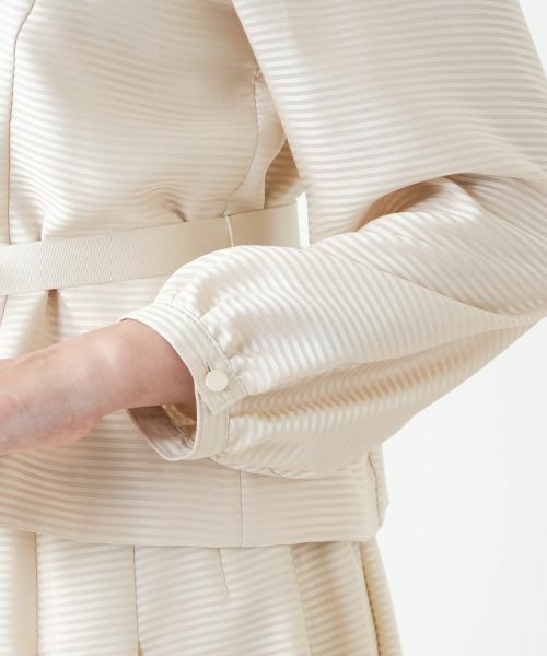 Leilian PLUS HOUSE / レリアンプラスハウス セットアップ | 表情ボーダーノーカラーブラウススーツ | 詳細14