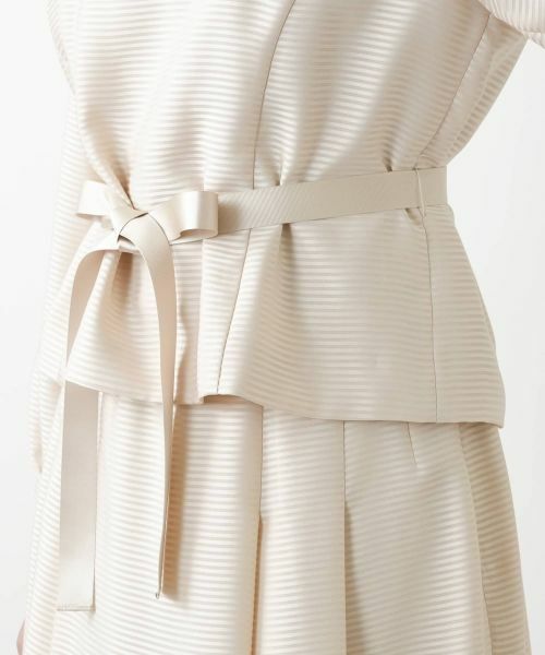 Leilian PLUS HOUSE / レリアンプラスハウス セットアップ | 表情ボーダーノーカラーブラウススーツ | 詳細15