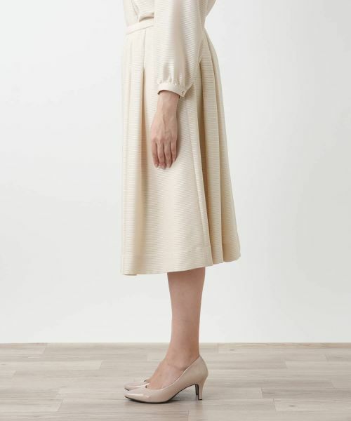 Leilian PLUS HOUSE / レリアンプラスハウス セットアップ | 表情ボーダーノーカラーブラウススーツ | 詳細18