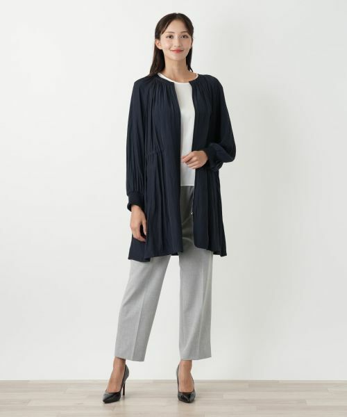 Leilian PLUS HOUSE / レリアンプラスハウス その他アウター | ノーカラーロングブルゾン | 詳細1