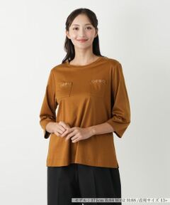 Leilian PLUS HOUSE / レリアンプラスハウス カットソー | 刺繍七分袖カットソー