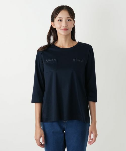 Leilian PLUS HOUSE / レリアンプラスハウス カットソー | 刺繍七分袖カットソー | 詳細8