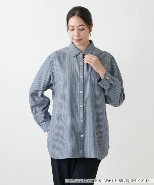 Leilian PLUS HOUSE / レリアンプラスハウス シャツ・ブラウス | リバーシブルブラウス(ブルー系)