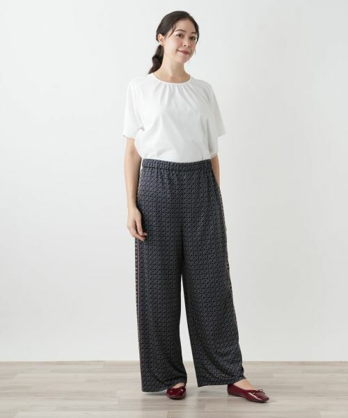 Leilian PLUS HOUSE / レリアンプラスハウス その他パンツ | 幾何学柄ワイドパンツ | 詳細1